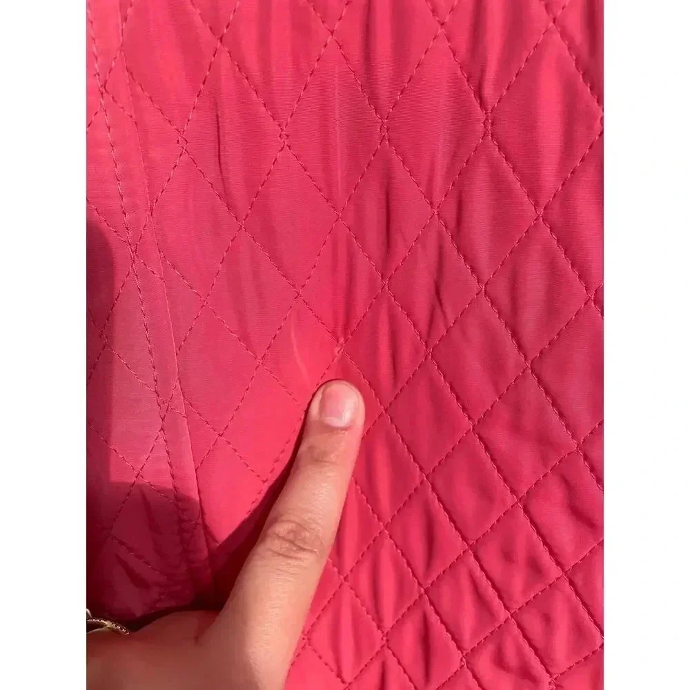 Talbots Pink Quilted Button Front‎ Vest with Corduroy Collar